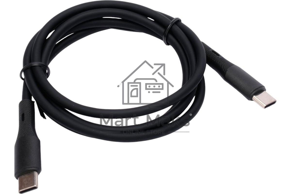 Кабель USB2.0 Cablexpert CC-USB2S-CMCM-1M-BK Type-C/Type-C, 3А, 65Вт, PD/QC3.0, силиконовый, 24 AWG, медь, 1м, черный, пакет