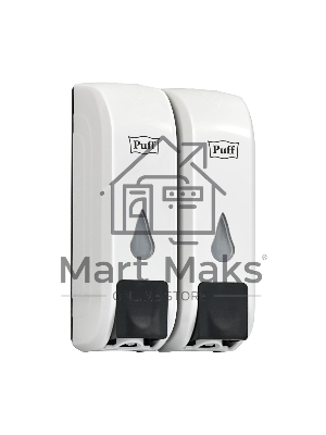 Дозатор для жидкого мыла пластиковый puff-8108 белый с черной кнопкой, 350+350 мл, 22х9х14 см