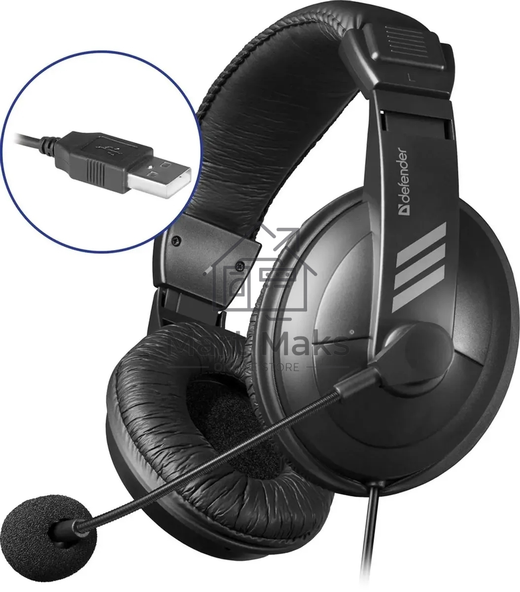Гарнитура Defender Gryphon 750U USB, черный, 1.8м кабель