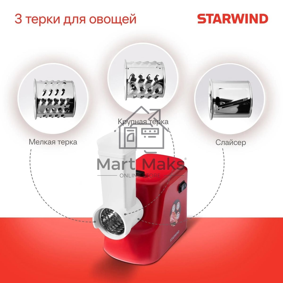 Мясорубка Starwind SMG3225 1500Вт красный