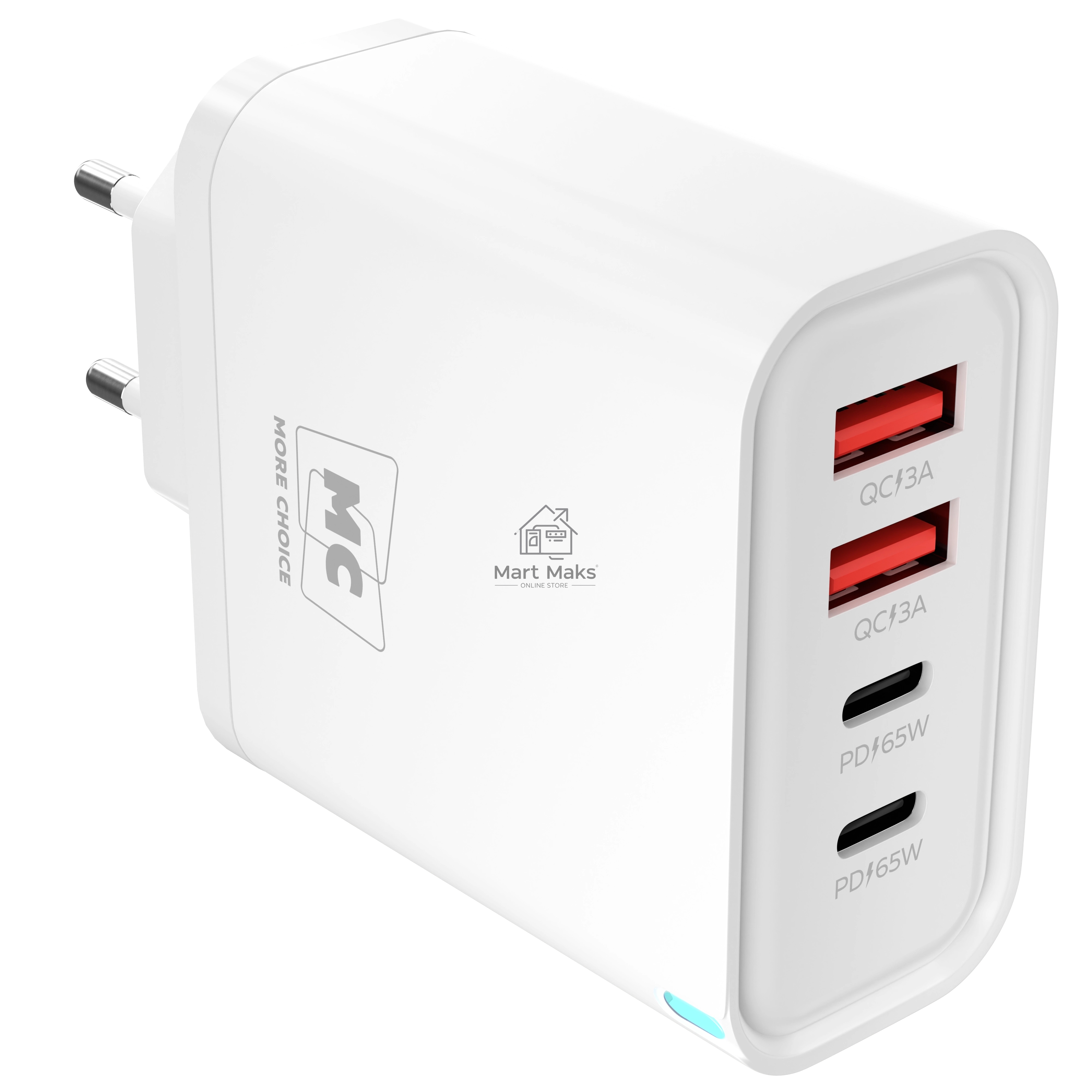 Зарядное устройство MORE CHOICE (4620202555656) NC95 2USB+2Type-C 3.0A PD 65W, белый
