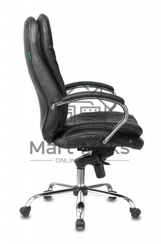 Кресло руководителя Бюрократ T-9950/BLACK черный, кожа, крестовина хром