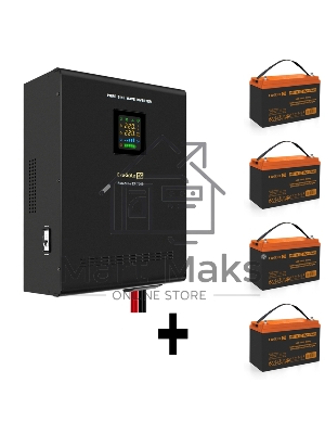 Комплект ИБП EX296005RUS + батарея 100Aч EX285656RUS 4шт (инвертор, синус, для котла, настенный) ExeGate FineSine SX-7000.LCD.AVR.2SH.T 7000VA/5000W, чистая синусоида, цветной LCD-дисплей, AVR, 2*Schuko+клеммы, линейно-интерактивный, крепление настенное, 