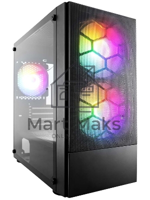 Компьютерный корпус 1STPLAYER FIREBASE X4-M черный mATX, TG 1x120мм & 2x140мм LED fans inc. X4-M-BK-2F1P-1F1