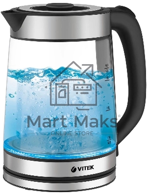Чайник электрический Vitek VT-1179 1.7 л, 2200 Вт, серебристый корпус: стекло/металл