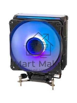 Кулер для процессора Eurocase 4PI120ARGB черный, 120 мм, алюминий/медь, 1800 об/мин, 36 дБ, 4 pin, 180 Вт, 157 мм