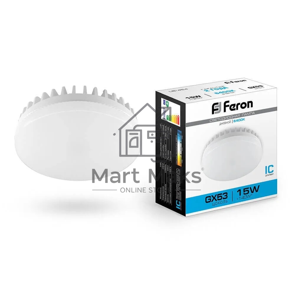 Лампа светодиодная Feron LB-454 (25869) 15 вт GX53 дневной таблетка