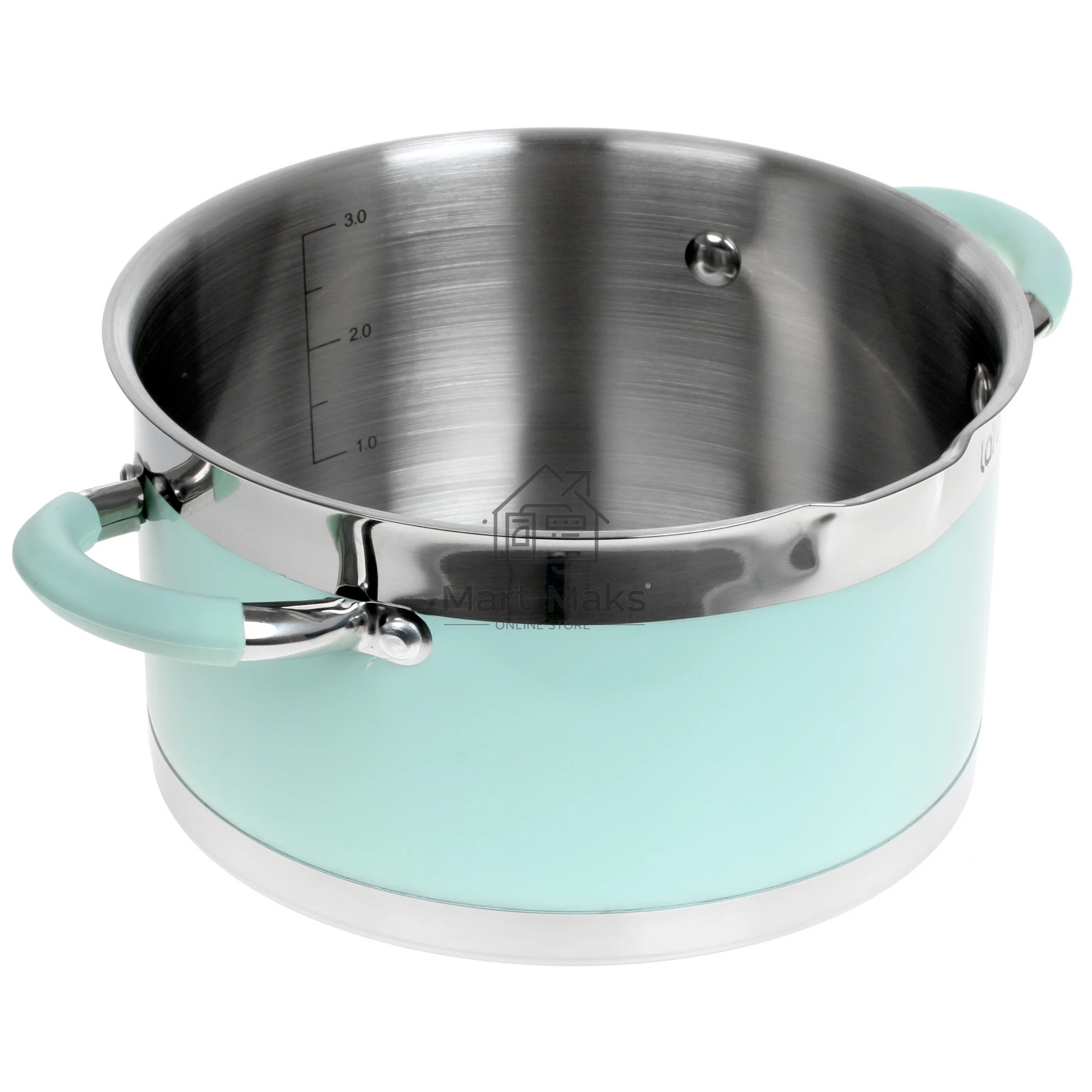 Кастрюля LARA LR02-542 MINT 20x11см, 3,3 л, носик, индукционное дно, крышка с бортом, полипропилен, силикон, нержавеющая сталь