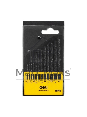 Набор сверл по металлу HSS (1,5-6,5мм, 13 шт) Deli DH-MHZ013-ED1 пластиковый кейс