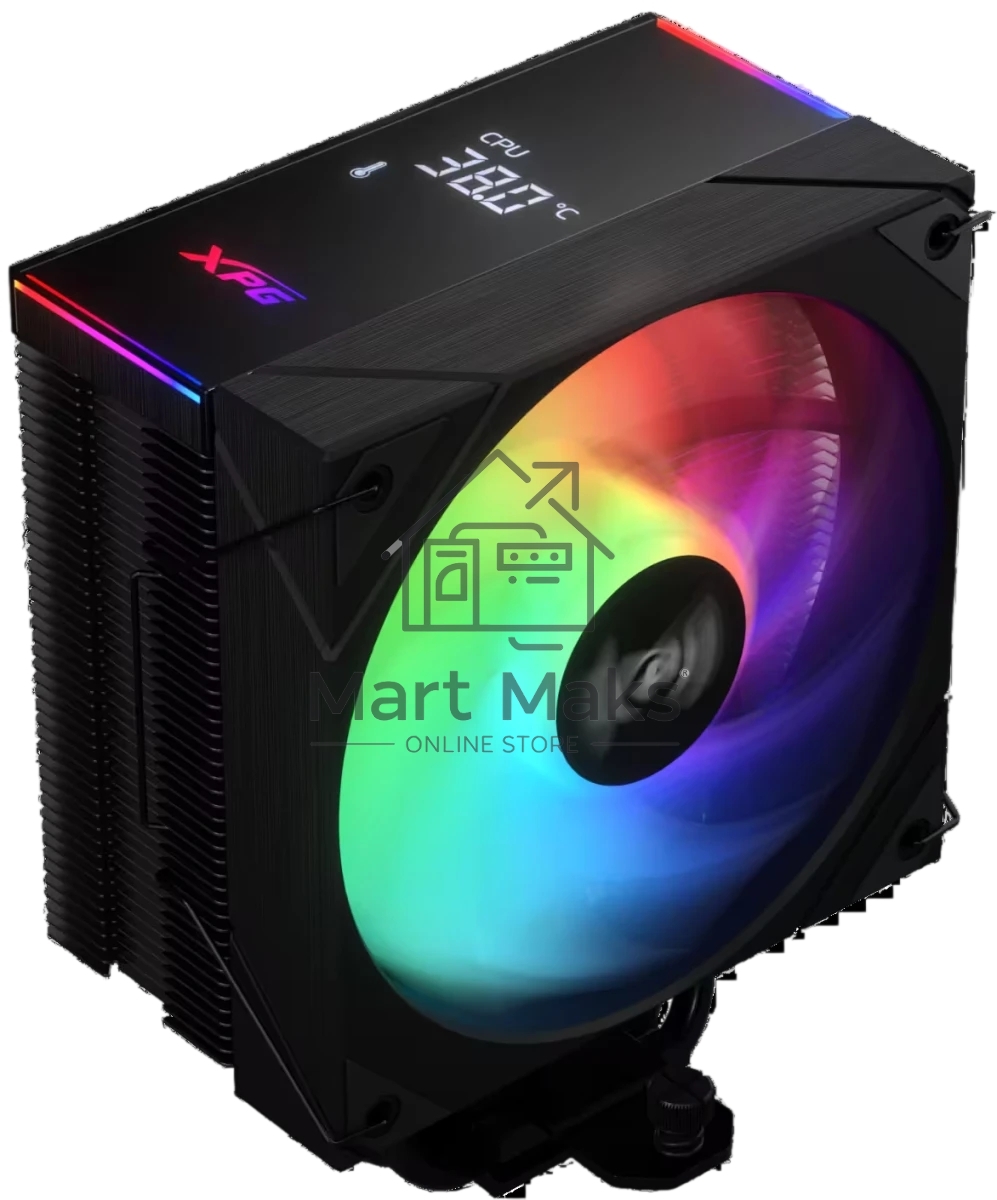 Кулер для процессора ADATA XPG MAESTRO PLUS 42SA черный, 120 мм, алюминий/медь, 800-1800 об/мин, 21.19 дБ, 4 pin PWM, ARGB, 220 Вт, высота 156 мм, ЖК-дисплей