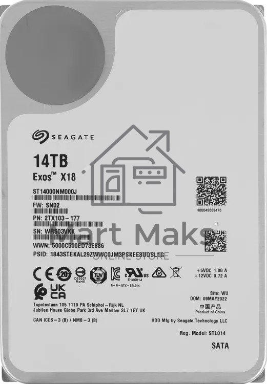 Жесткий диск HDD Seagate Exos X18 14Tb 7200rpm SATA 256Mb 3.5