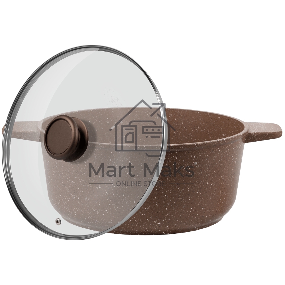 Кастрюля Maunfeld CARMEL MF26CRM01CR, 26 см, 5 л из литого алюминия со стеклянной крышкой