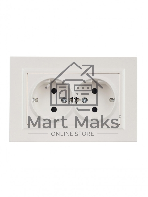 Розетка 2-местная IEK BRITE РСш12-3-БрЖ с заземлением, с защитными шторками, 16А в сборе, жемчуг