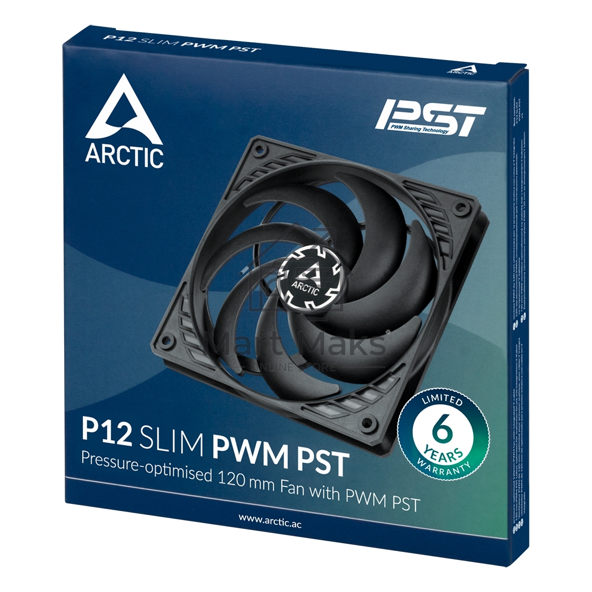 Вентилятор для корпуса Arctic P12 SLIM PWM PST черный, 120 мм, 2100 об/мин, 22.5 дБ, 4 pin
