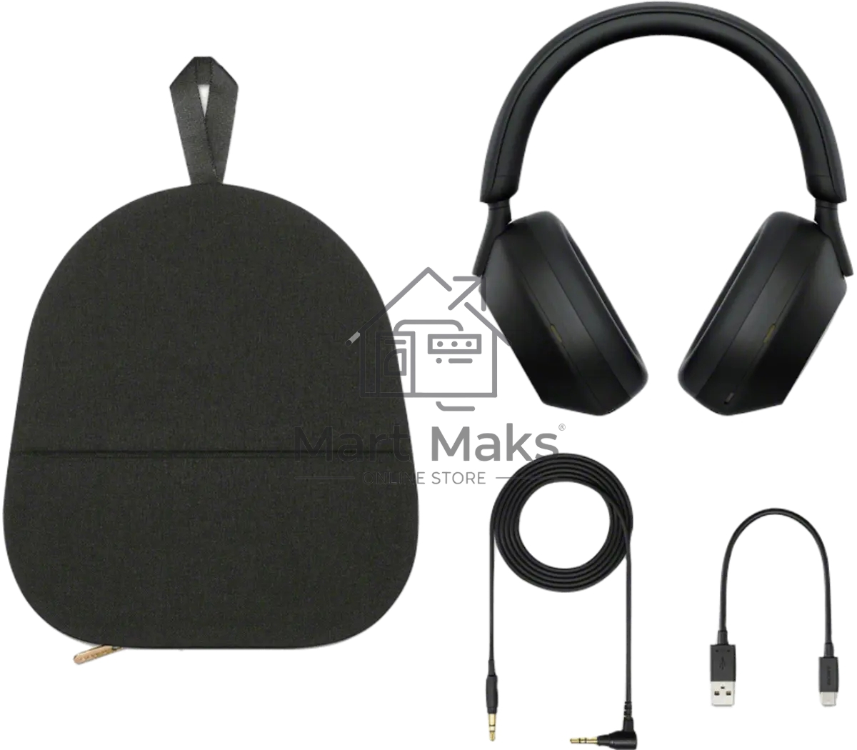 Гарнитура мониторные Sony WH-1000XM5 1.2м черный беспроводные bluetooth оголовье (WH1000XM5/B)