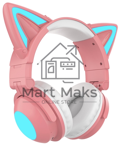 Гарнитура Party Cat mini ВТ 0051 (розово-голубые) c подсветкой накладная Bluetooth