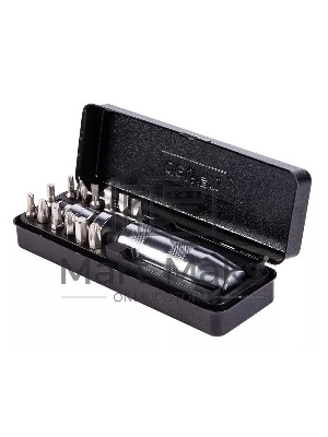 Ударно-поворотная отвертка с набором бит 13 шт Deli DL8901 (PH1, PH2x2, PH3, PH4, SL5, SL6, SL8, SL9, H4, H5, H6, H8), Cr-V, пласт. кейс