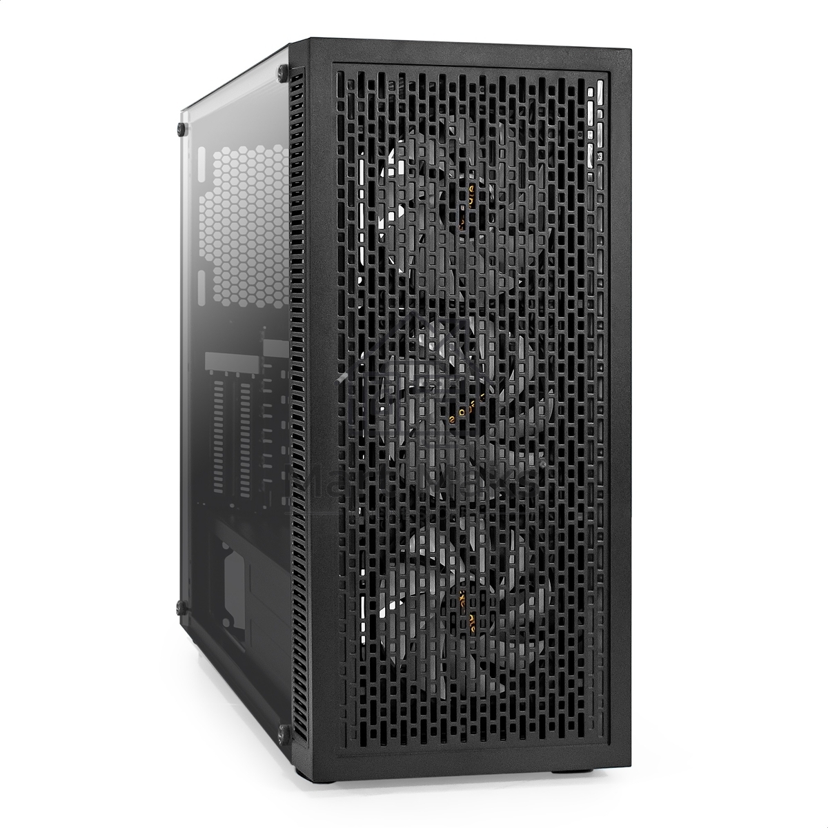 Компьютерный корпус Miditower ExeGate EVO-5001A-450NPX (ATX, БП 450NPX с вент. 12 см, 2*USB+1*USB 3.0+HD Audio, черный, 3 вент.12см с RGb подсветкой, боковая панель - закаленное стекло)