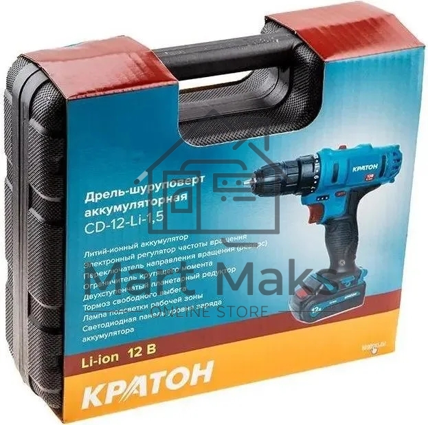 Дрель-шуруповерт аккумуляторная Кратон CD-12-Li-1,5