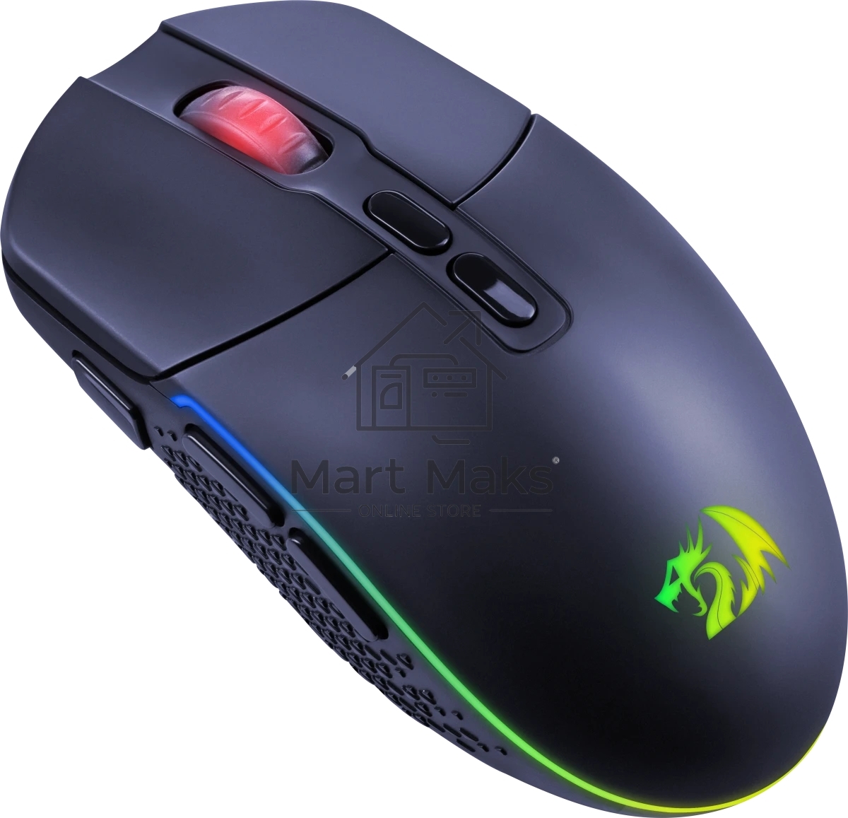 Мышь беспроводная REDRAGON 2.4G/проводная игровая 7+кн.колесо 10000dpi RGb черный Invader Pro