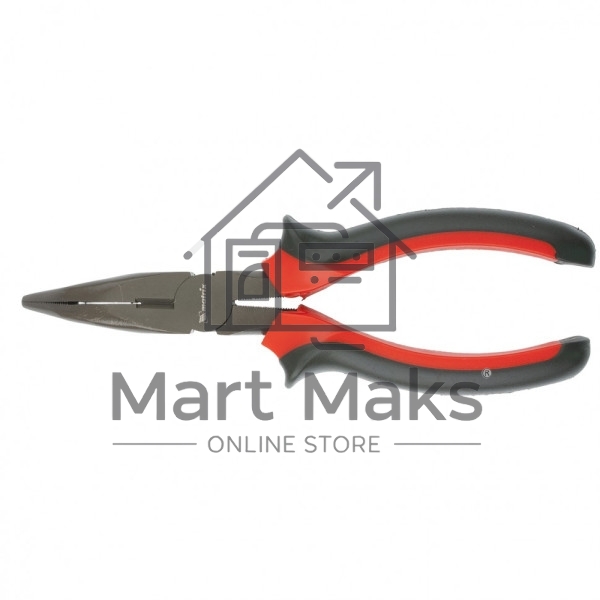 Длинногубцы Matrix black nickel 160 мм изогнутые, двухкомпонентные рукоятки