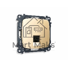 Комплект механизма компьютерной розетки OMEGA Шампань RJ-45(8P8C) CAT6 с шторкой QUANT (OP6120, VM188) MO612010 Комплект механизма компьютерной розетки OMEGA Шампань RJ-45(8P8C) CAT6 с шторкой QUANT (OP6120, VM188) MO612010