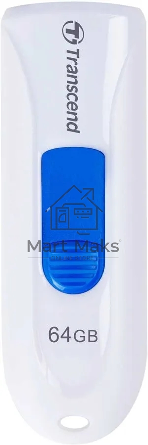 Флешка USB Transcend JetFlash 790 (TS64GJF790W), 64Gb, USB 3.0, R/W 70/25, белый/синий