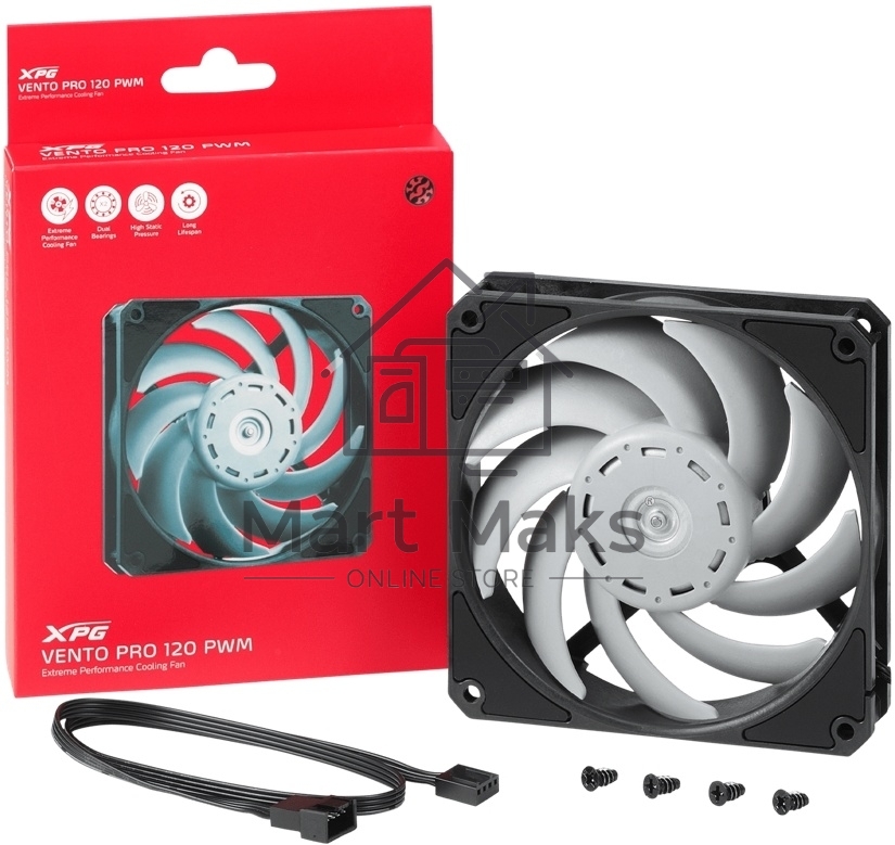 Вентилятор в корпус XPG VENTOPRO120-PWMBKCWW черный 120мм 2150rpm 28db 4-pin