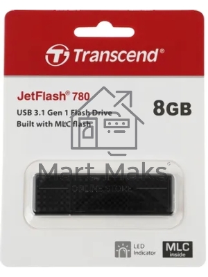 Флешка USB Transcend Jetflash 780 (TS8GJF780), 8Gb, USB 3.0, R/W 100/20, черный / серебристый