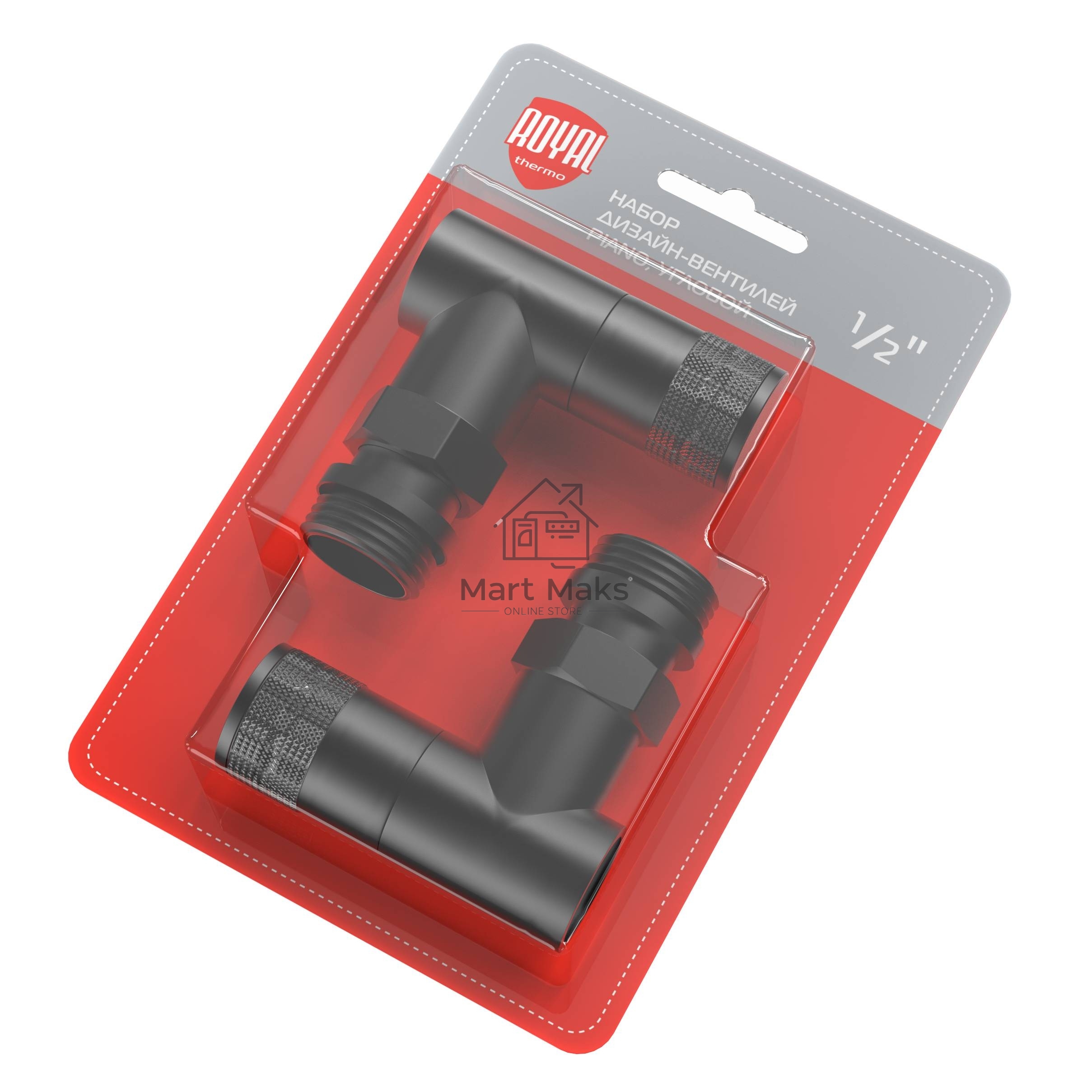 Набор дизайн-вентилей PIANO, угловой черный 1/2