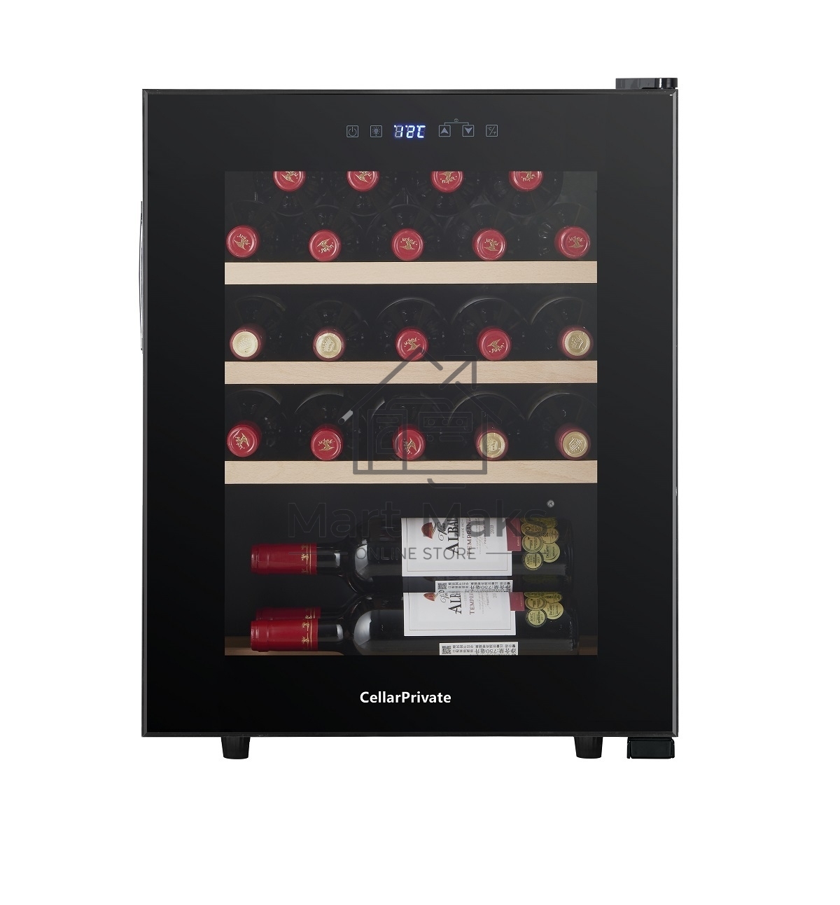Винный шкаф Cellar Private CP023 черный, 60 л, 1 отсек, 23 бут.