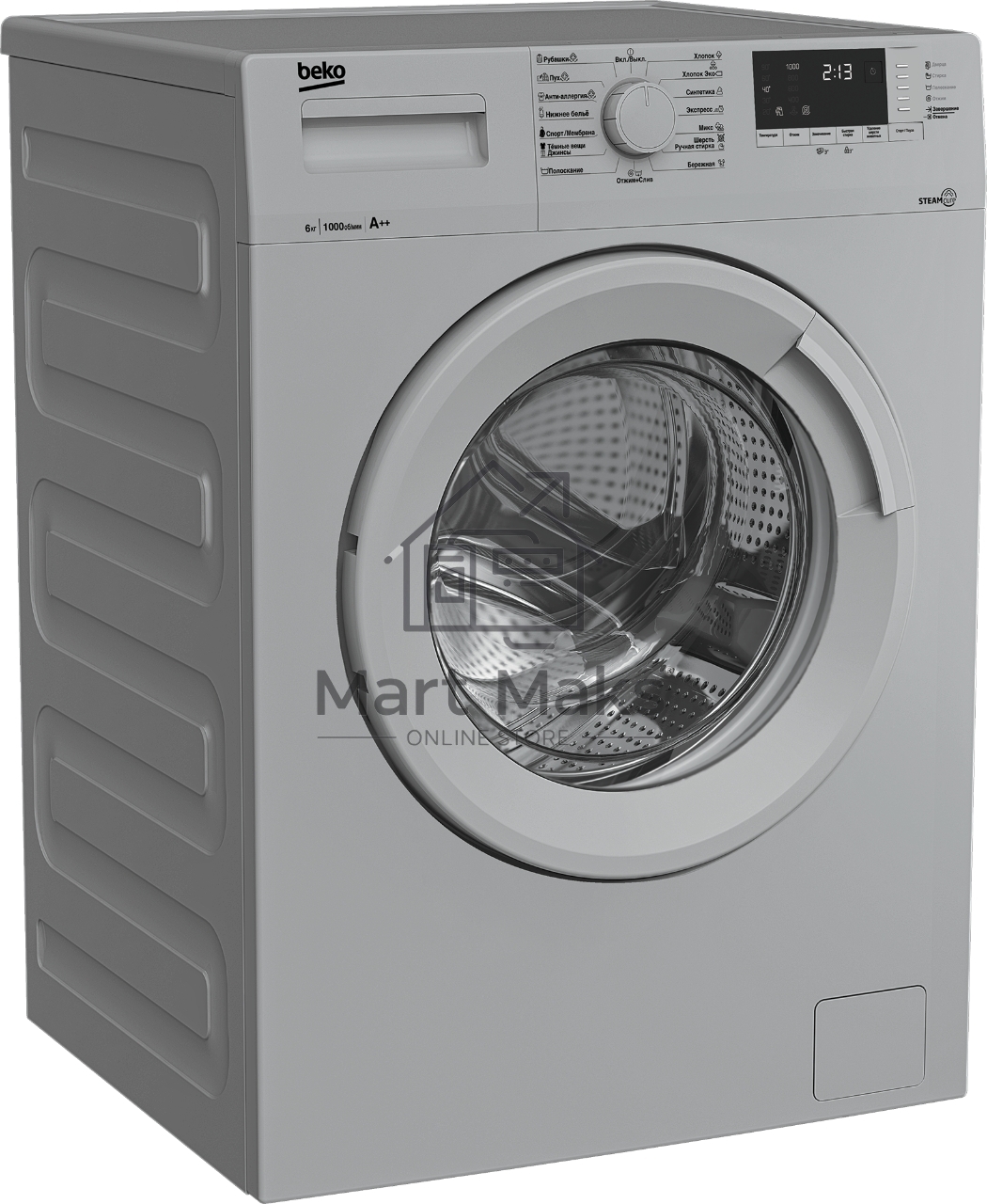 Стиральная машина Beko WSRE6512ZSS серебристый, загрузка фронтальная 6 кг, 1000 об/мин., класс: А