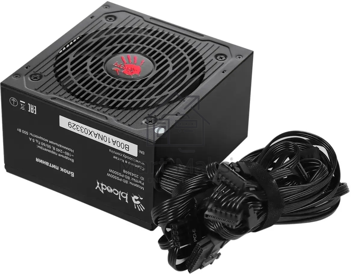 Блок питания Bloody BD-PS500W, 500Вт, 80 PLUS белый, 120мм,черный
