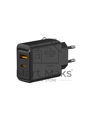 Сетевое зарядное устройство Rexant с портами USB-A и USB-C, 30Вт, черный