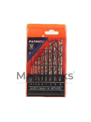 Набор сверл по металлу PATRIOT, HSS, 10 шт: 1,0-10,0 мм, в пластиковом боксе
