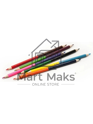 Карандаши цветные Silwerhof Монстрики, двухцветные, 2.8мм, круглый профиль, дерево, ассорти, 12 цветов, коробка с европодвесом (6шт)