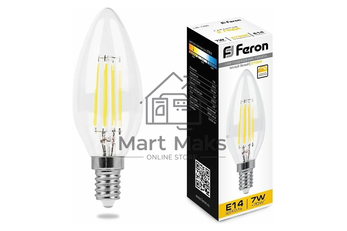 Лампа светодиодная FERON LB-166 (25870) 7W 230V E14 2700K