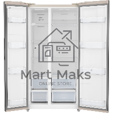 Холодильник Zugel ZRSS630C бежевое стекло двухкамерный 377/193л морозилка сбоку, No Frost, Side by Side