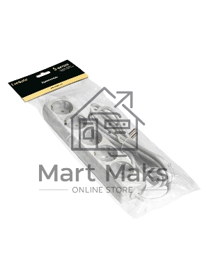 Удлинитель ExeGate ECE-5-5W (EX285827RUS), белый, 5 м, евровилка с заземлением, 5 евророзеток с заземлением, 2200 Вт