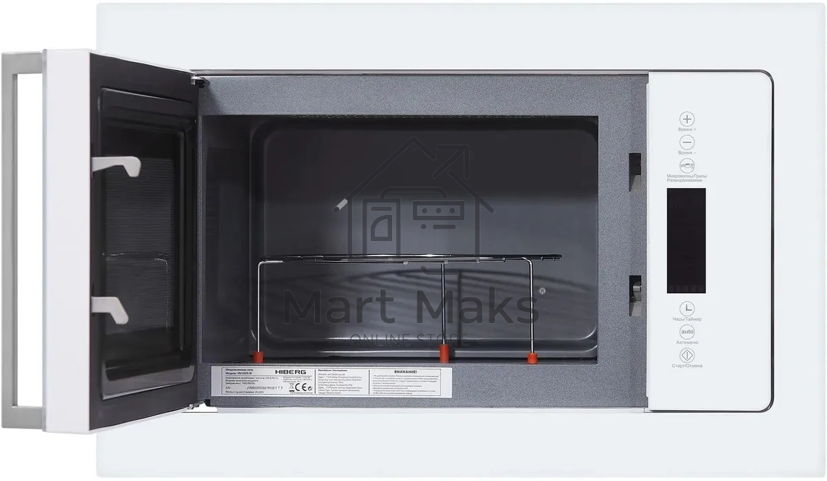 Микроволновая печь встраиваемая HIBERG VM 8505 W белый, 25 л, 900 Вт, переключатели - сенсор