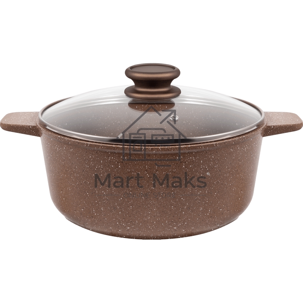 Кастрюля Maunfeld CARMEL MF26CRM01CR, 26 см, 5 л из литого алюминия со стеклянной крышкой