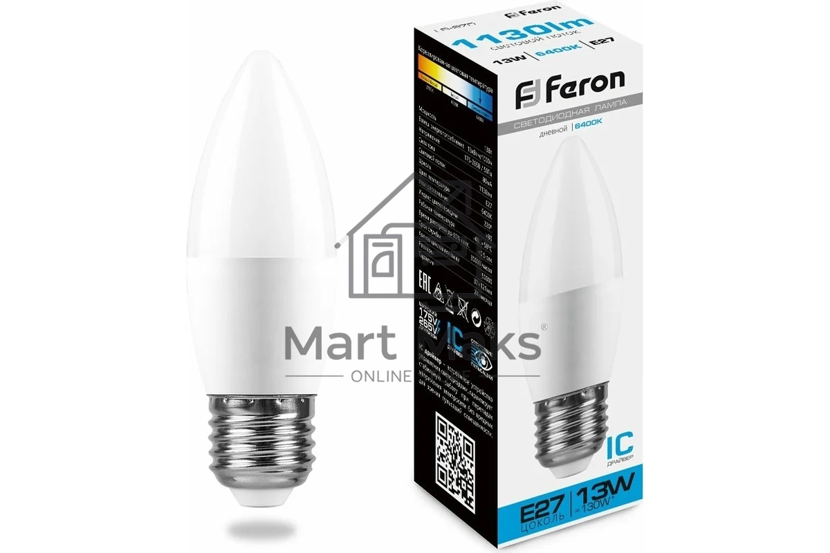 Лампа светодиодная FERON LB-970 (38112) 13 вт E27 дневной матовая свеча
