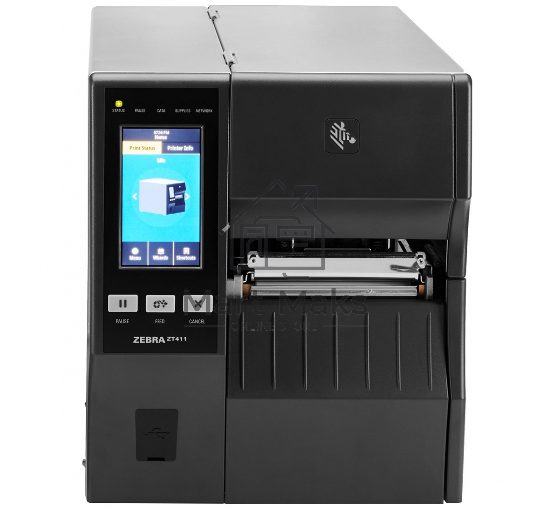 Принтер этикеток термотрансферный коммерческий Zebra ZT411 300 dpi, 356 мм/сек, USB, RS-232, Ethernet, USB Host, Bluetooth, серый