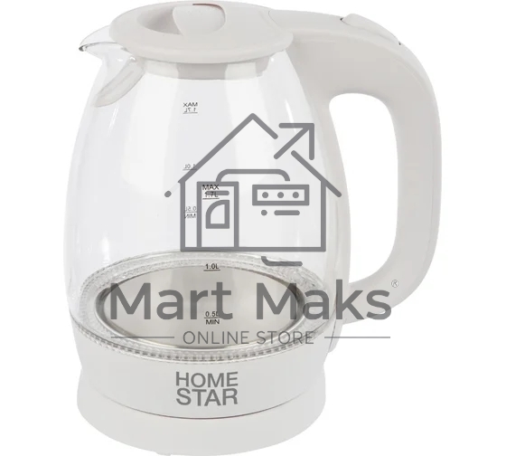 Чайник Homestar HS-1012 1,7 л, стекло, белый (003566)
