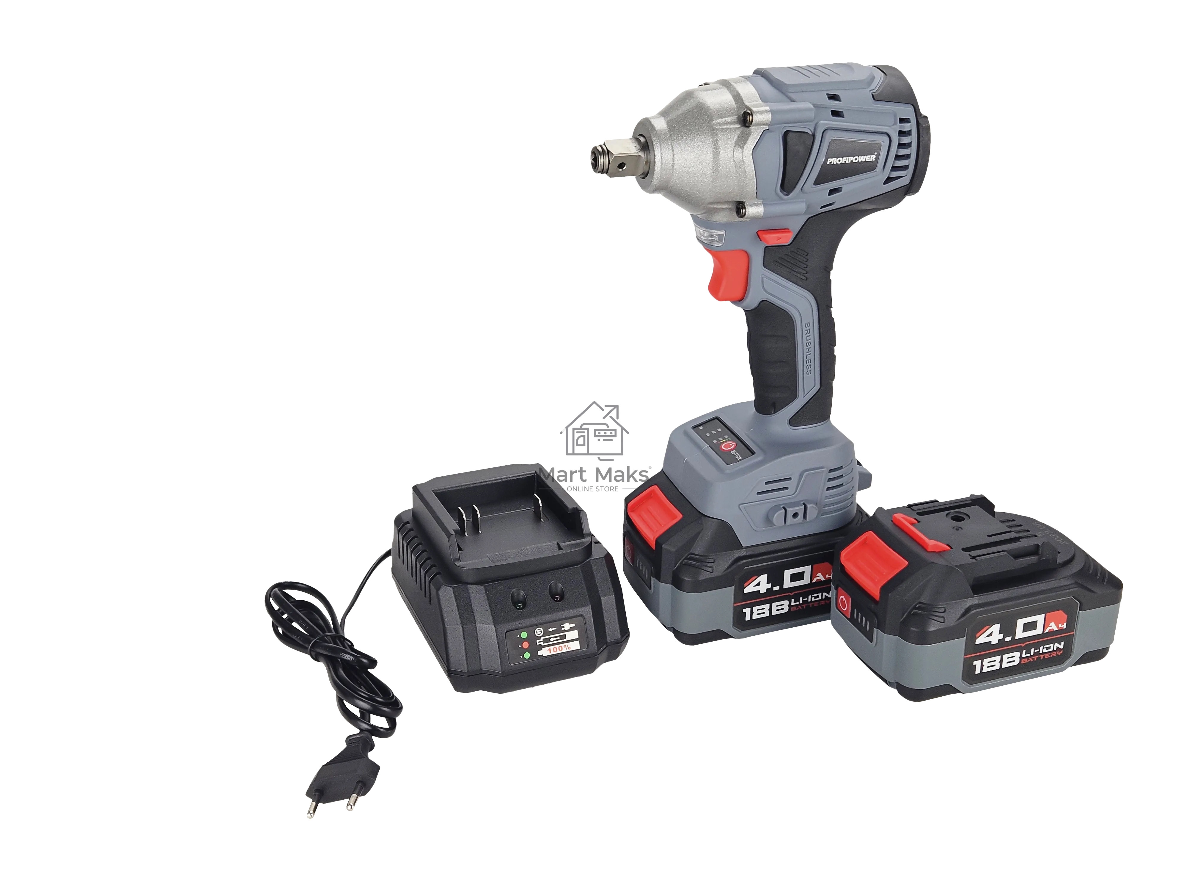 Аккумуляторный винтоверт беcщеточный импульсный ProfiPower MKDTD-18V (Li-ion-2шт, 4.0А·ч, З/У speed, кейс)
