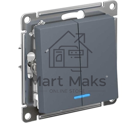 Механизм выключателя 2-кл. СП AtlasDesign 10А IP20 (сх. 5а) 10AX с подсветкой грифель