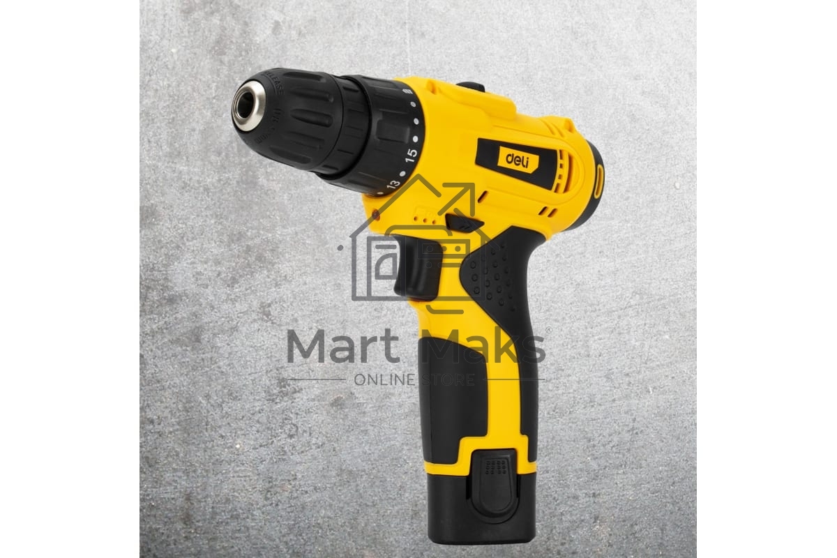 Дрель-шуруповерт Deli DL-DZ12-E2D1, Аккумуляторная, 12В, 2 АКБ, Кейс