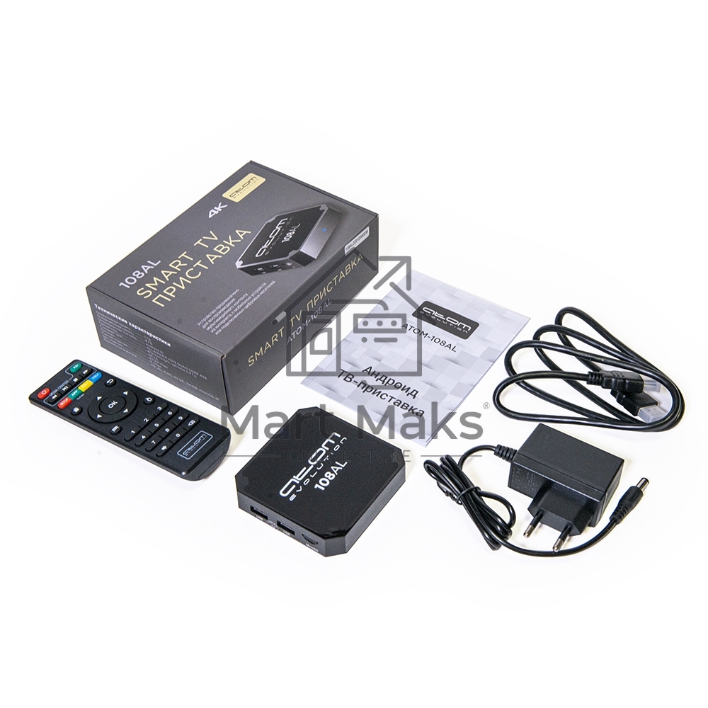 Приставка Смарт ТВ ATOM-108AL (Android TV Box), Allwinner H313, 1/8Gb, АTOMevolution