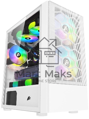 Компьютерный корпус 1STPLAYER FIREBASE X4-M белый / mATX, TG / 1x120мм & 2x140мм LED fans inc. / X4-M-WH-2F1P-W-1F1-W