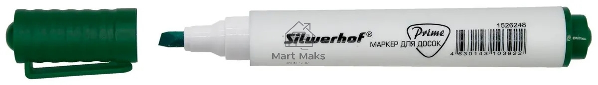 Маркер для досок Silwerhof Prime+, скошенный пишущий наконечник, 2-5мм, зеленый, коробка